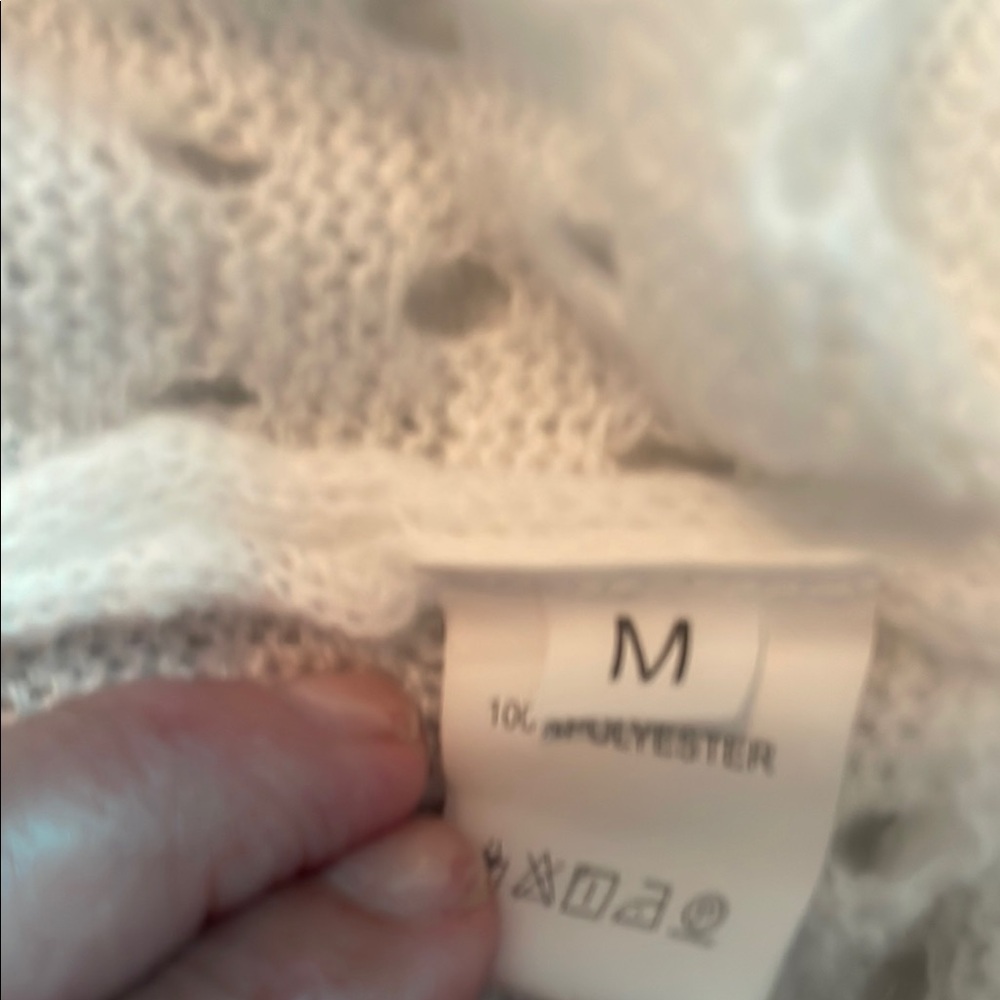 Floral Knit Cardigan Sweater - White and Blue - Picture 2 of 5